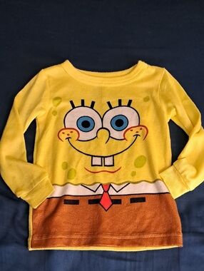 SpongeBob Squarepants Bright Yellow & Brown Kids Long Sleeve Tee